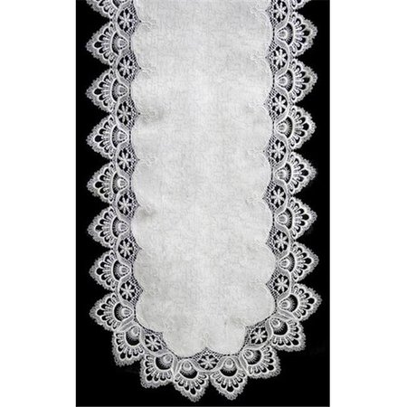SINOBRITE Sinobrite H8139-F1 White Lace Oblong Table Cloth; 52 x 71 in. H8139/F1(52x71)